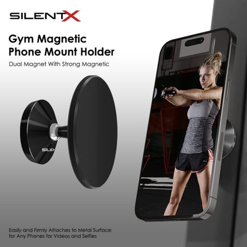 SILENTX Universal Dual Magnetic Gym Phone Mount Holder